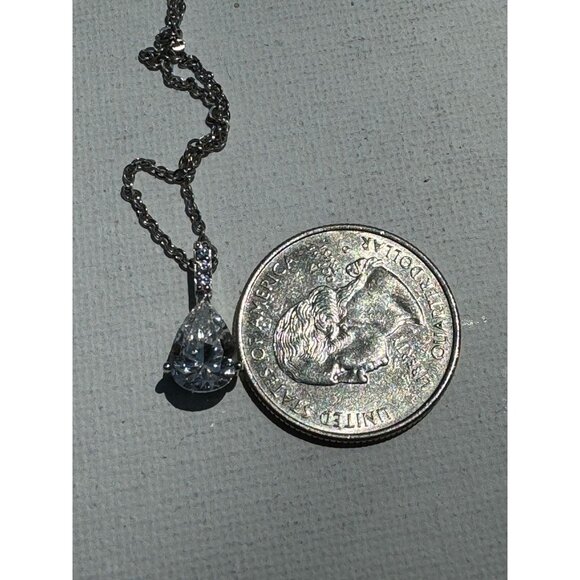 Vintage Sterling Silver Cubic Zirconia Pendant - 18 inch - Picture 7 of 8